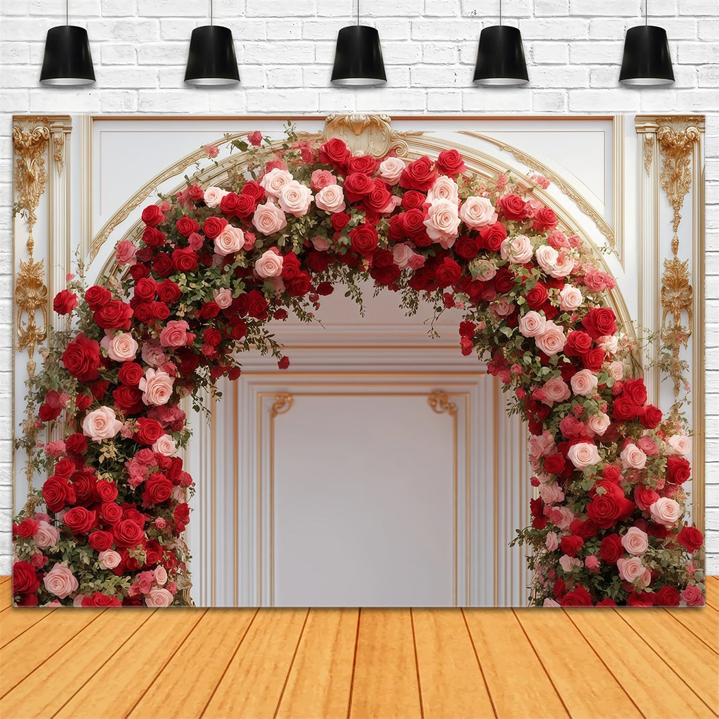 Valentinstag-Foto-Hintergrund Luxuriöser Rosenblumenbogen Valentinstag-Hintergründe MRR11-100