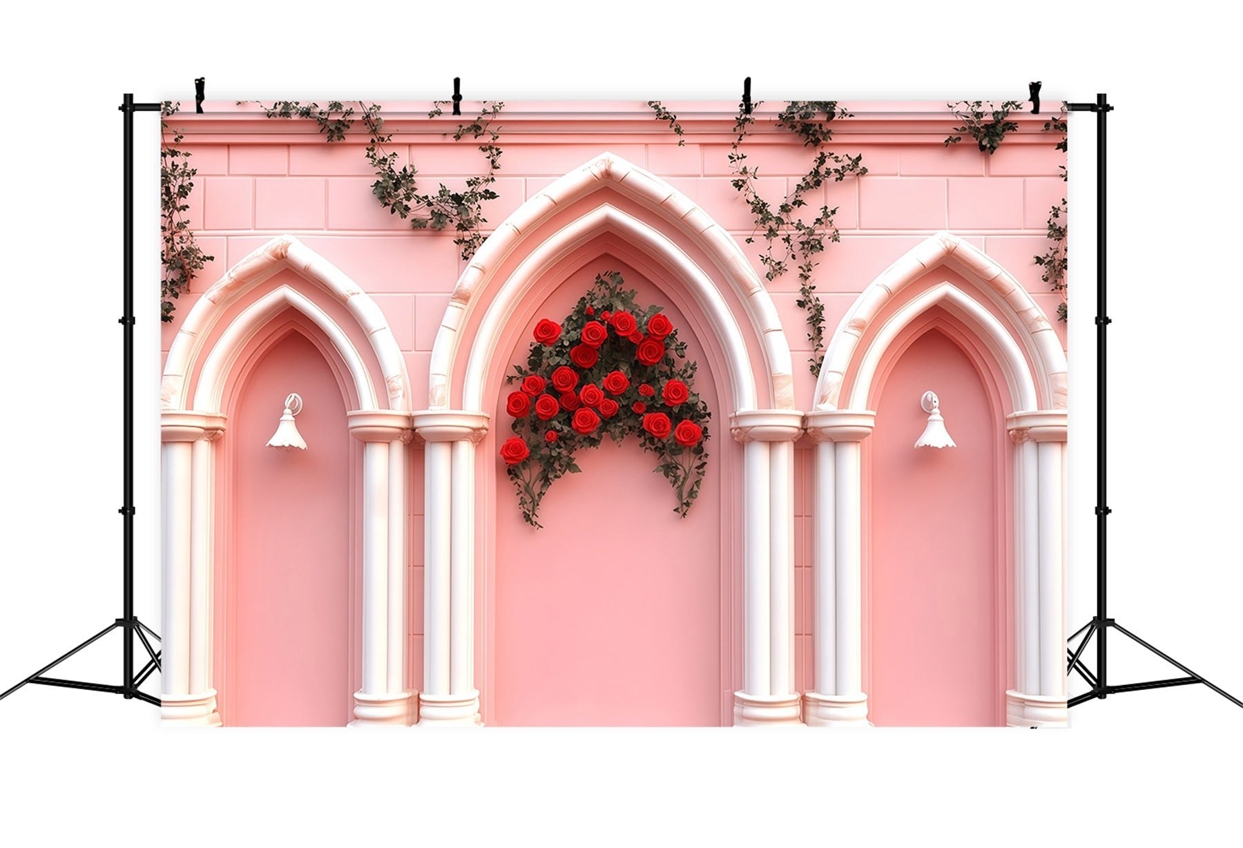 Rosa Valentinstag-Hintergrund Rosa Ziegelbogen-Blumen-Valentinstag-Hintergrund MRR11-110