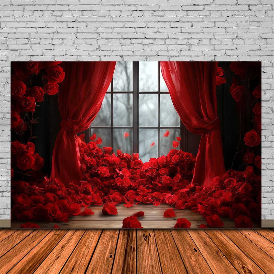 Ideen für Valentinstag-Hintergründe Roter Rosengarten-Vorhang Valentinstag-Hintergrund MRR11-115