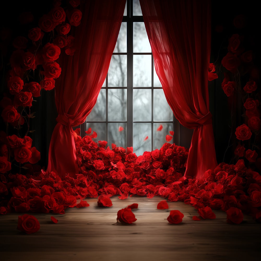 Ideen für Valentinstag-Hintergründe Roter Rosengarten-Vorhang Valentinstag-Hintergrund MRR11-115