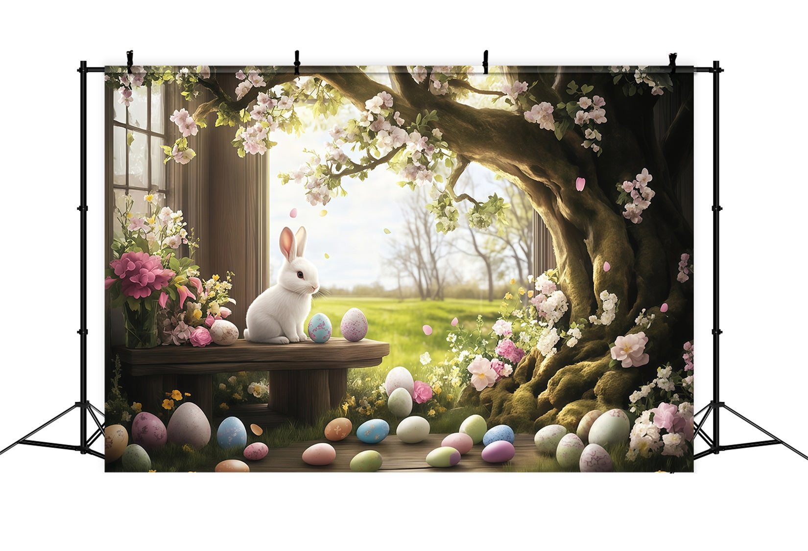 Hintergründe für Osterfotografie Waldhase Wiese Ostereier-Hintergrund MRR11-78