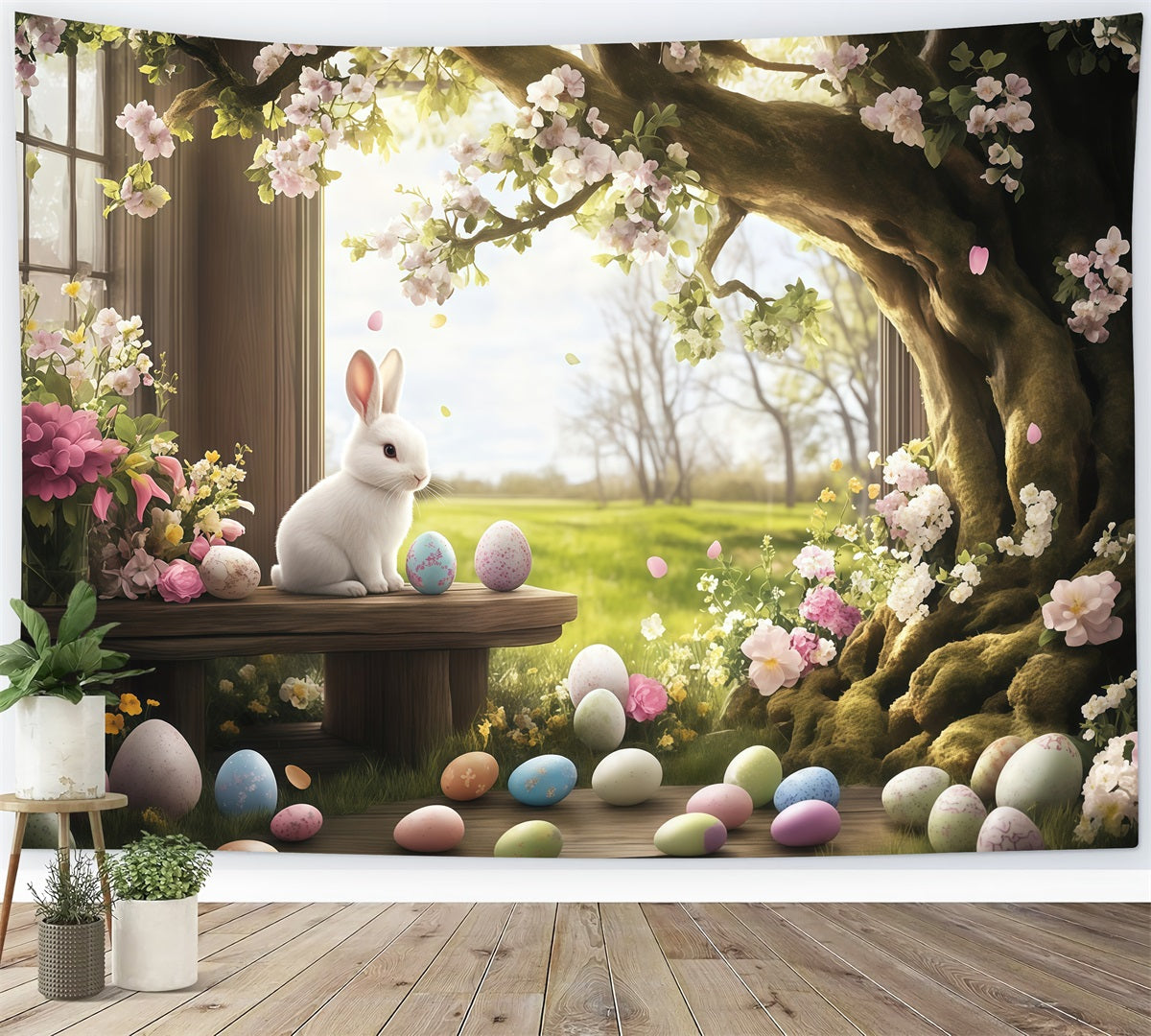 Hintergründe für Osterfotografie Waldhase Wiese Ostereier-Hintergrund MRR11-78