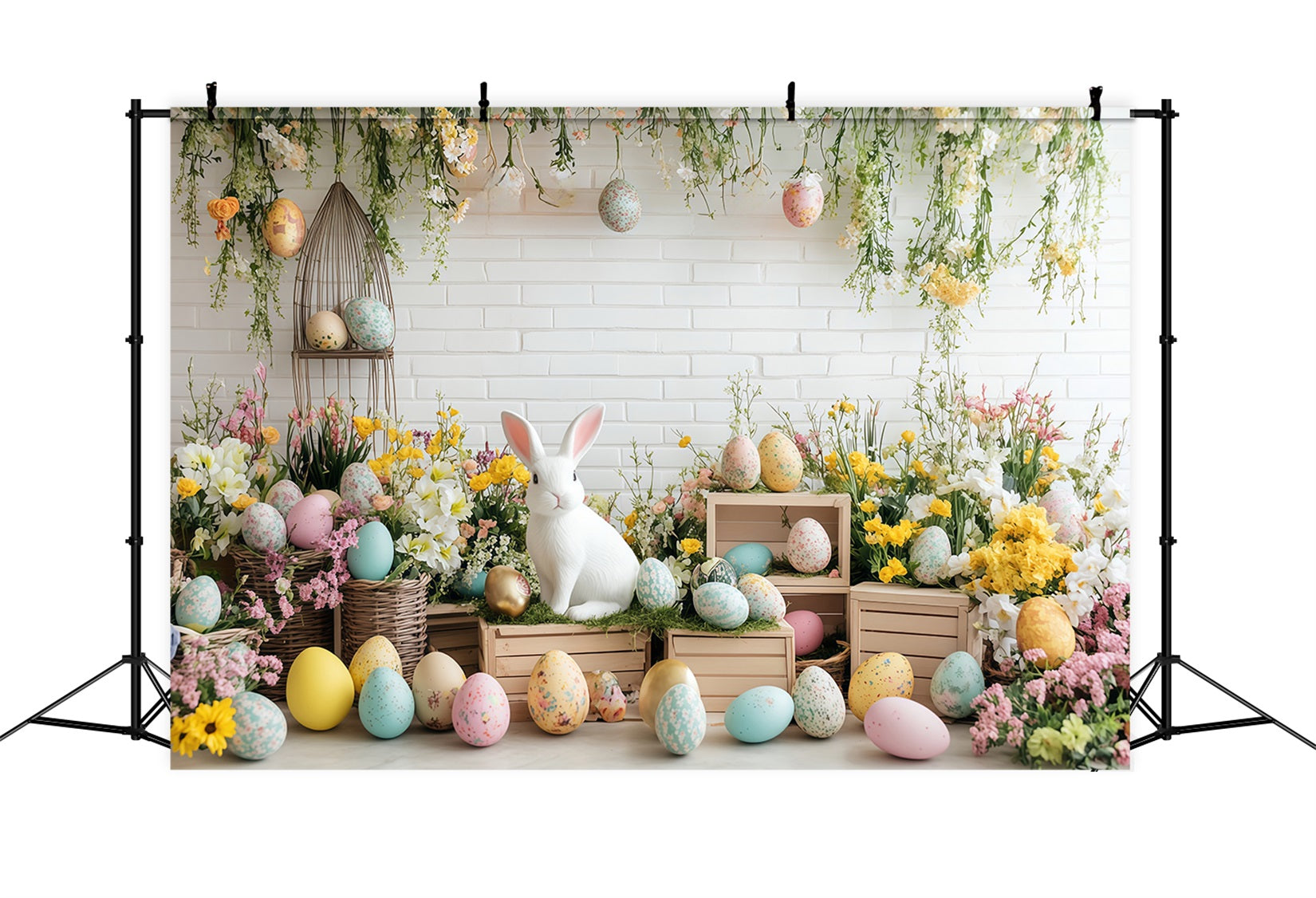 Hintergrund für Osterfotokabine Blühender Garten Hase Ostereier-Hintergrund MRR11-79
