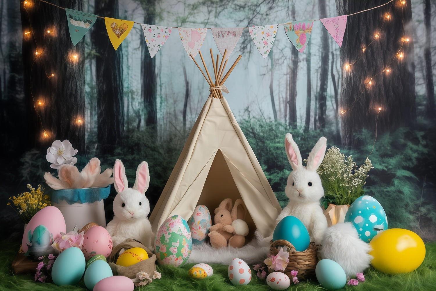 Hintergründe für Osterfotos Waldzelt Hase Versammlung Hasen-Hintergrund MRR11-80