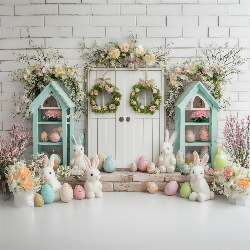 Ideen für Osterfotohintergründe Frühlingshäuschen Hase Hase Hintergrund MRR11-81