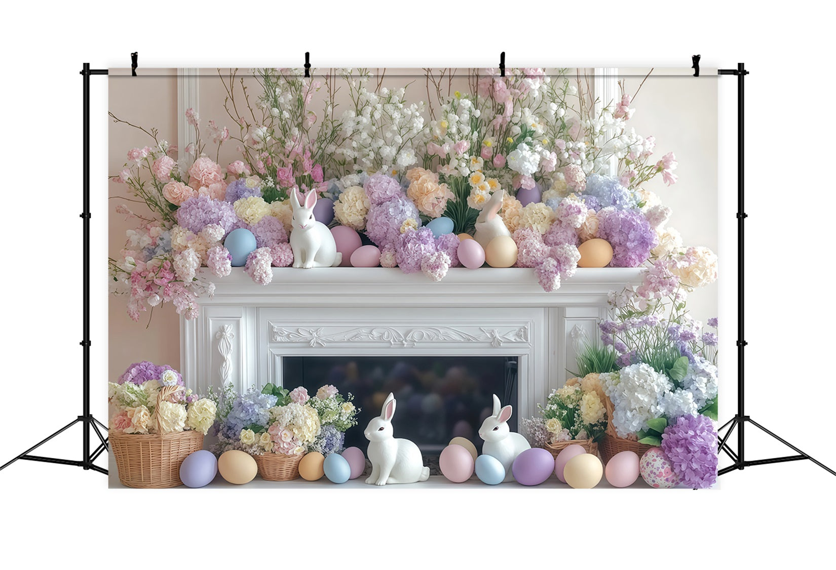 Osterhase Fotohintergrund Pastellfarbener Blumenmantel Osterhintergrund MRR11-82