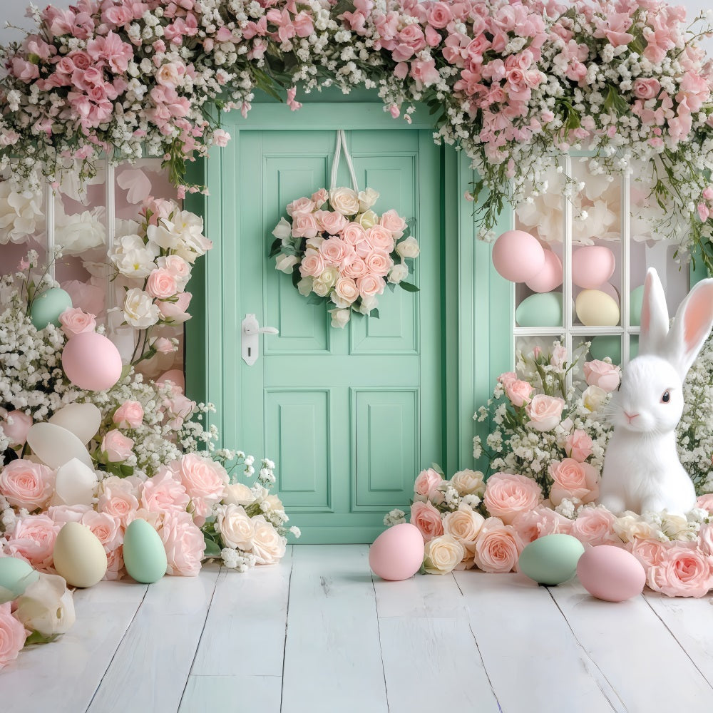 Osterhase-Hintergrund Gartenhäuschen-Hase-Dekoration Osterei-Hintergrund MRR11-89