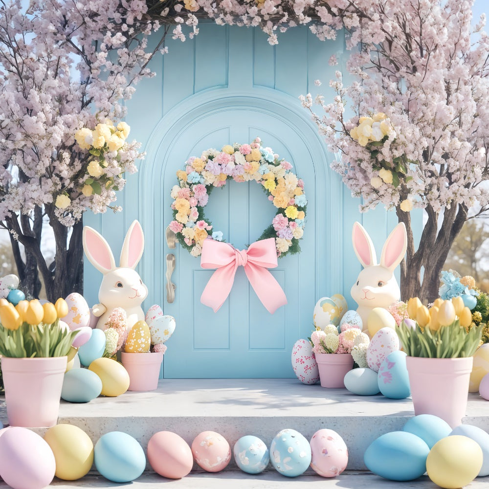 Oster-Fotokabinen-Hintergrund Kirschblüten-Laternenweg Hase-Hintergrund MRR11-91