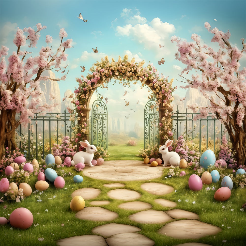 Ideen für Osterfotohintergründe Minzblumen-Hase-Eingang Osterhintergrund MRR11-93