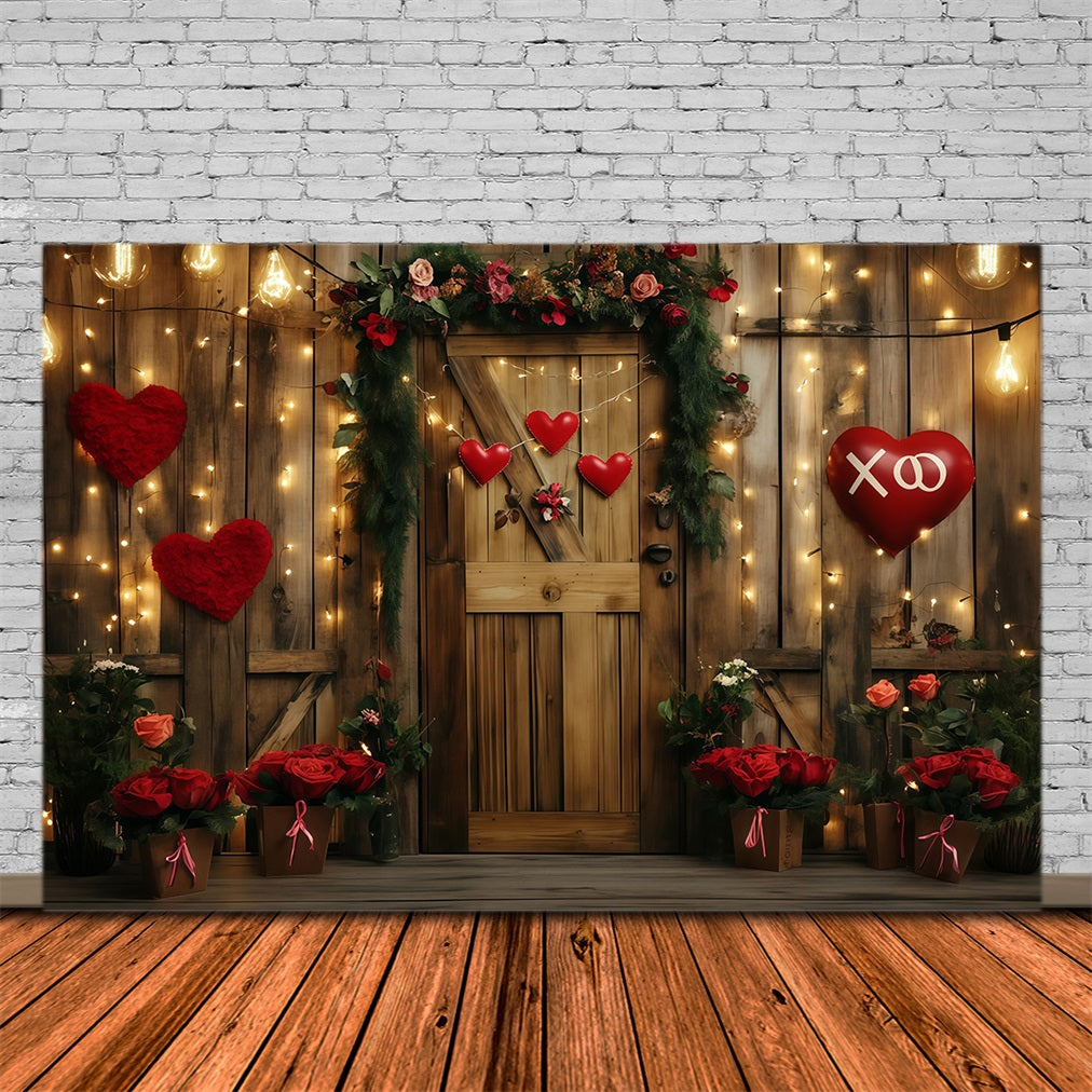 Valentinstag-Hintergrund Rustikale Herzblumendur Valentinstag-Hintergrund MRR11-96