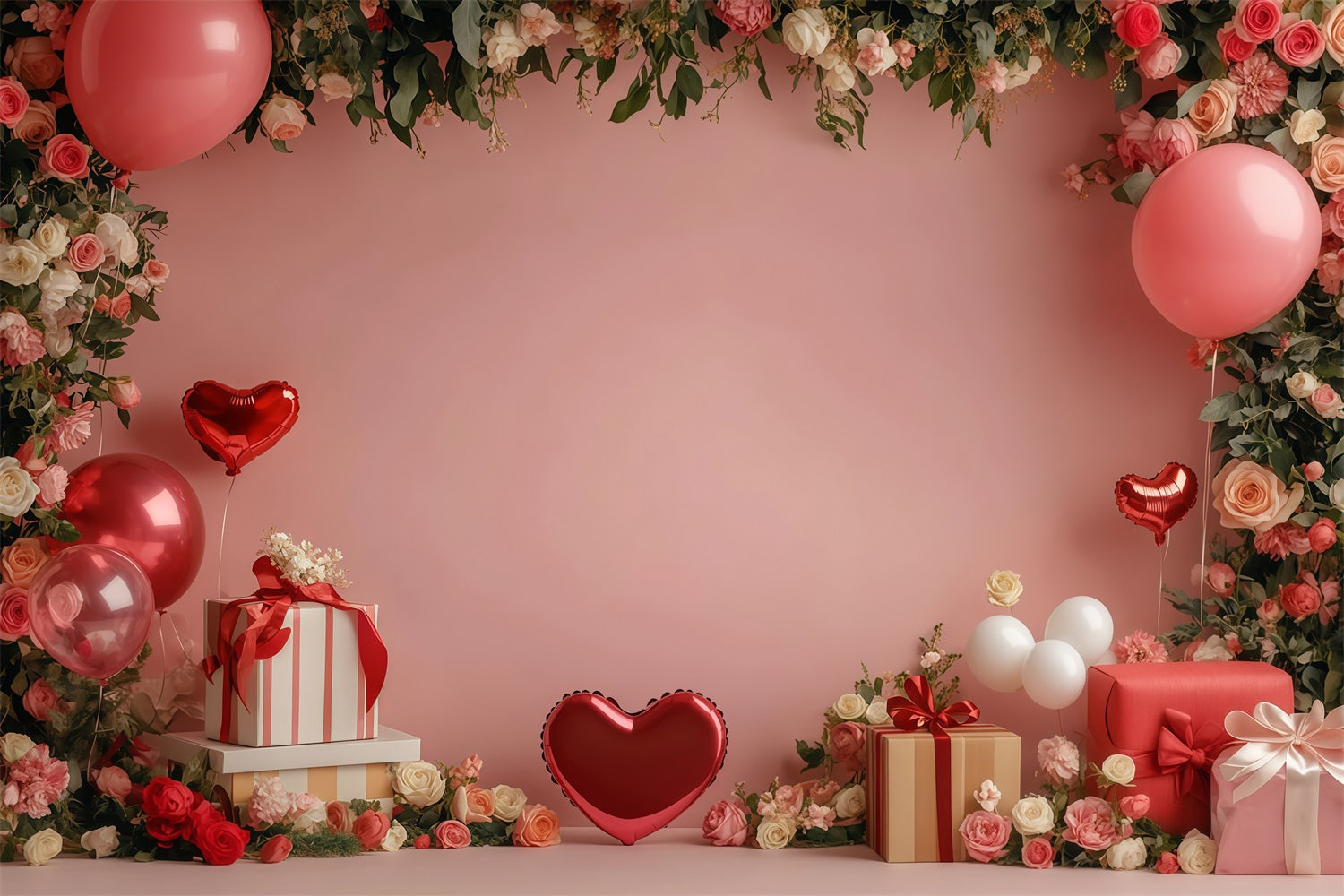 Valentinstag-Hintergrund Romantisches rosa Geschenk Garten Valentinstag-Hintergrund MRR11-97
