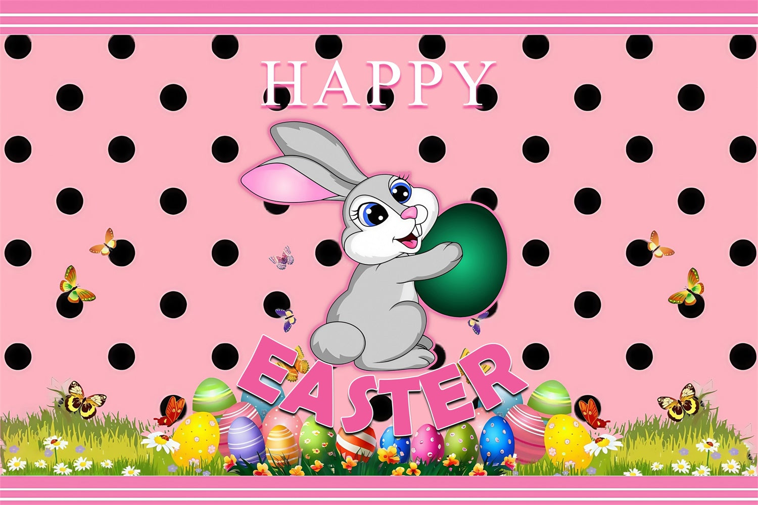 Hintergrund Ostern Rosa Tupfen Hase Personalisierter Hintergrund MRR3-123