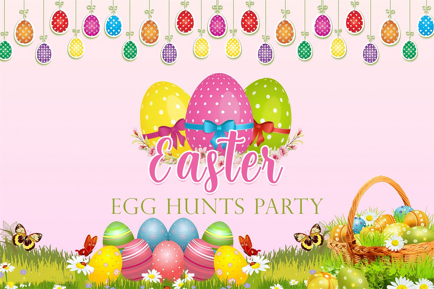 Ostern Backdrop Bunte hängende Ei Festliche benutzerdefinierte Hintergrund MRR3-125