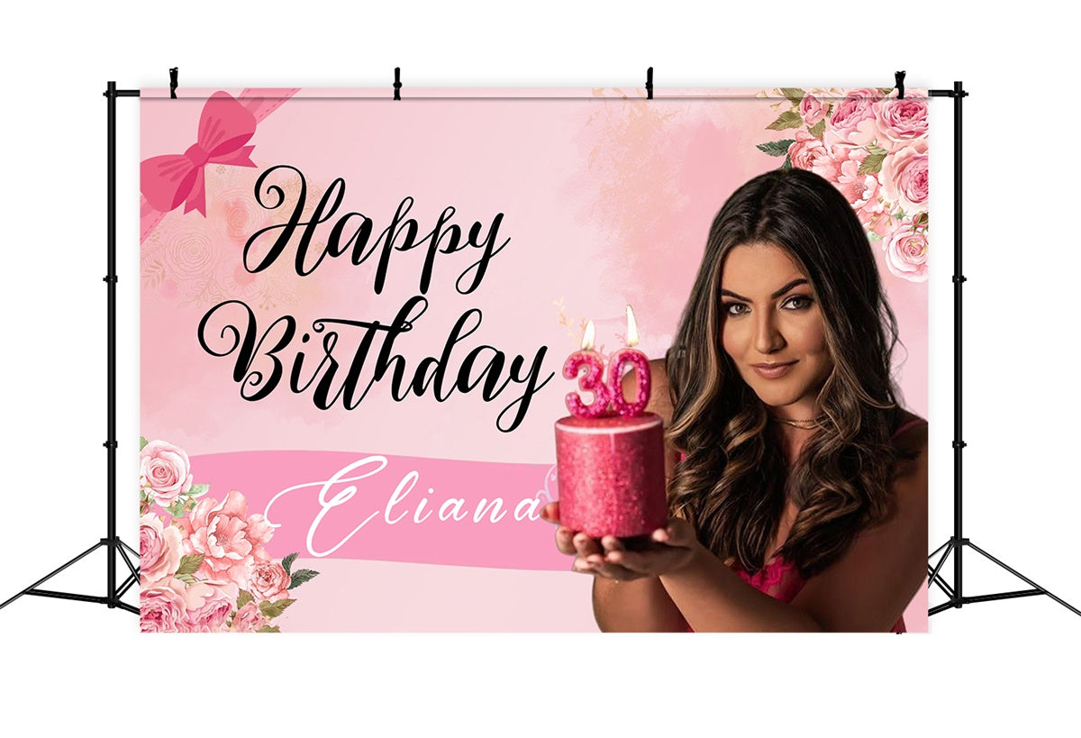 Personalisierte Birthday Backdrops 30. Elegant Floral Backdrop MRR3-4