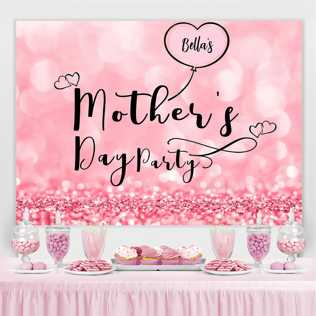 Hintergrund für Muttertag Rosa Glitzer Feier Individuelles Hintergrundbild MRR3-46