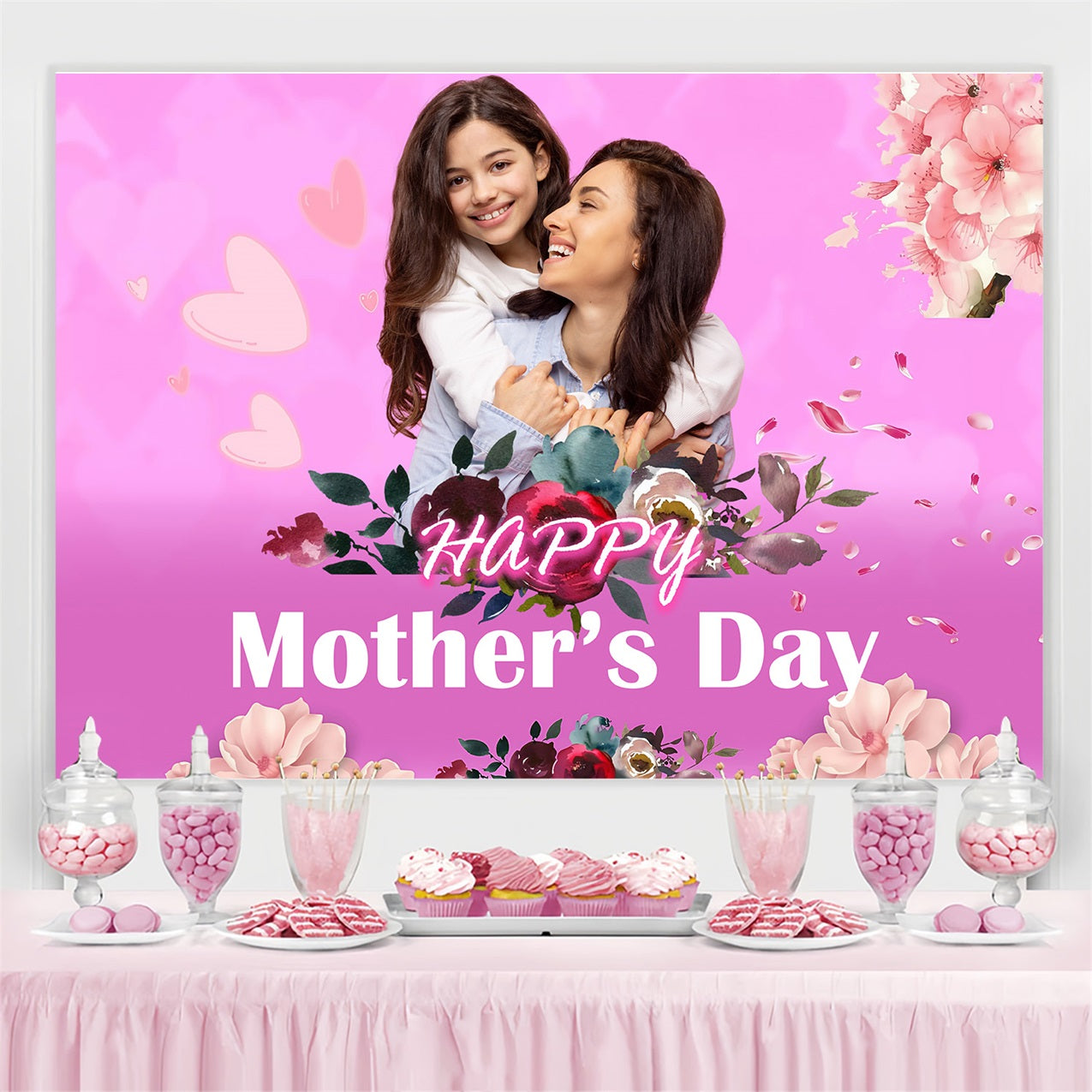Mothers Day Backdrops Moments Surrounded Blooms Personalisierter Hintergrund MRR3-54