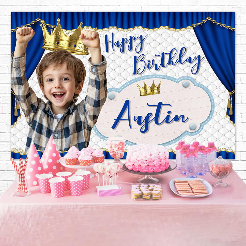 Individuelle Backdrops für Geburtstage Königsblauer Prinz Backdrop MRR3-9