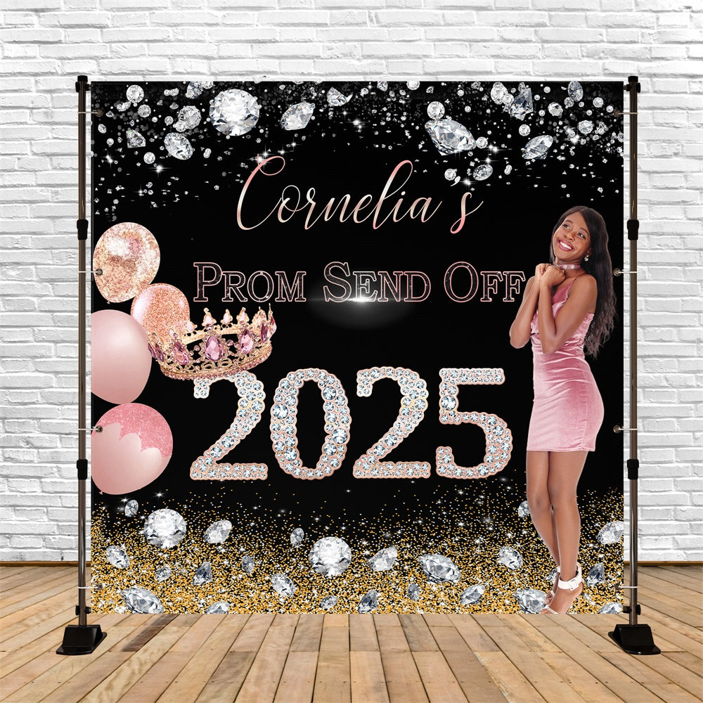 Prom Backdrop Ideen Rosa Krone Ballons Custom Graduation Party Backdrop MRR5-22