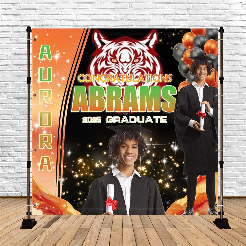 Personalisierte Graduation Backdrop Funkelnde Sterne Graduation Party Backdrop MRR5-6