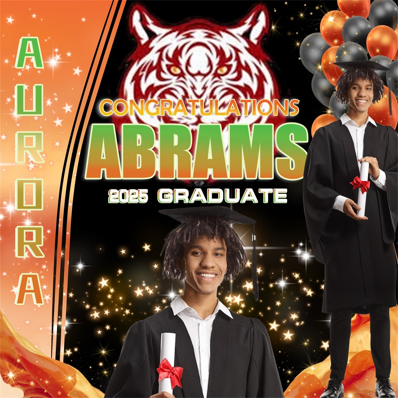 Personalisierte Graduation Backdrop Funkelnde Sterne Graduation Party Backdrop MRR5-6