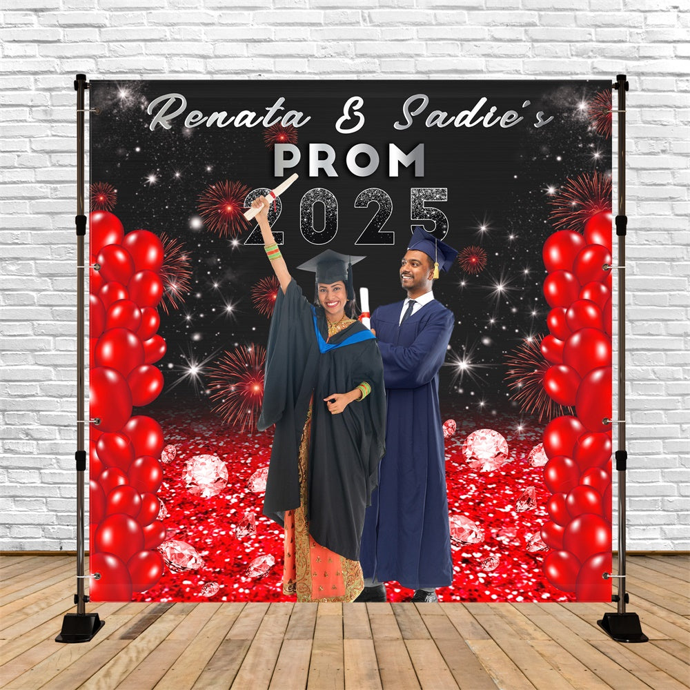Prom Backdrops Rot Ballon Feuerwerk Personalisierte Graduation Party Backdrop MRR5-9