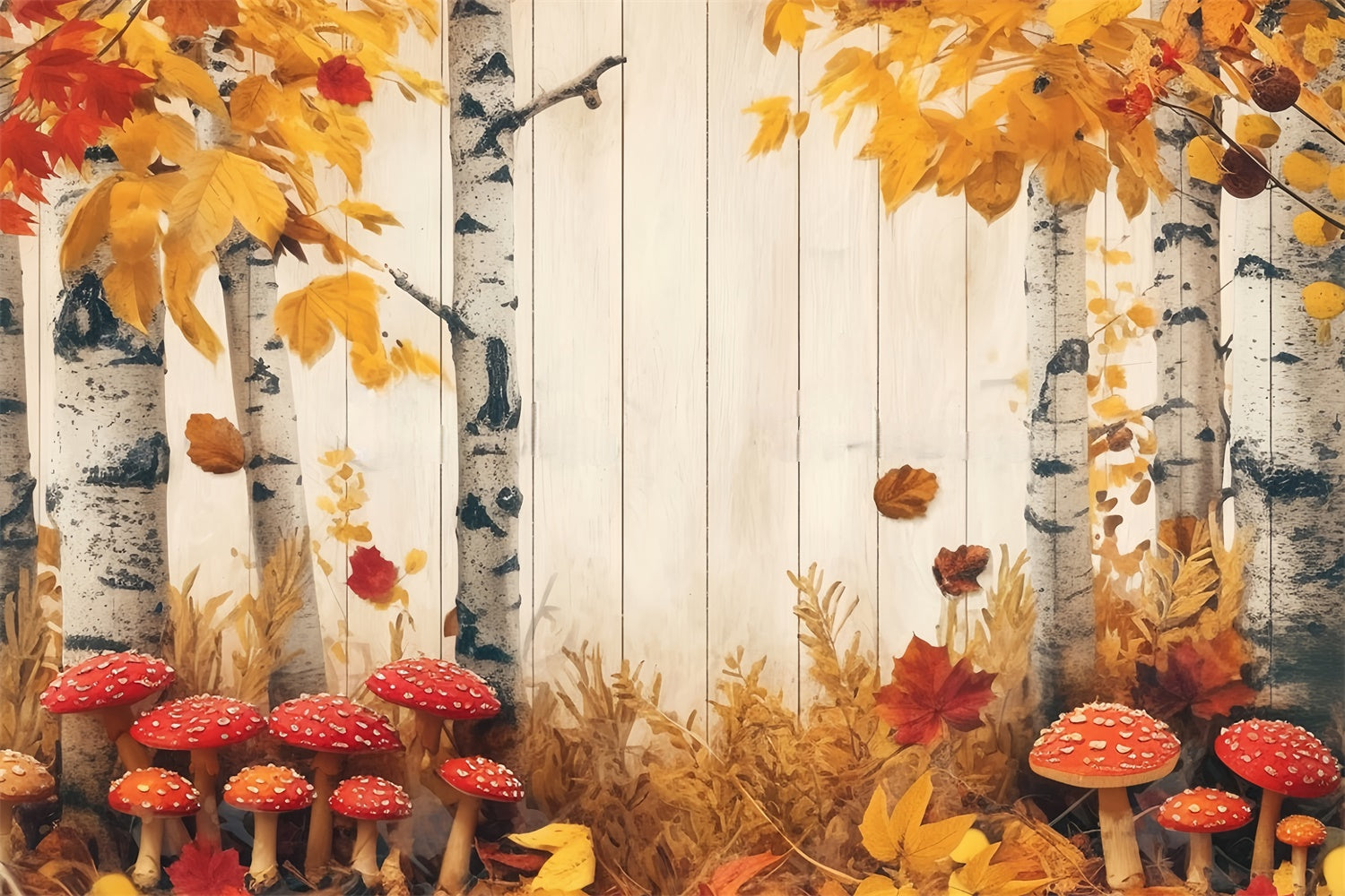 Herbst Fotohintergrund Roter Pilz Wald Backdrops MRR7-123