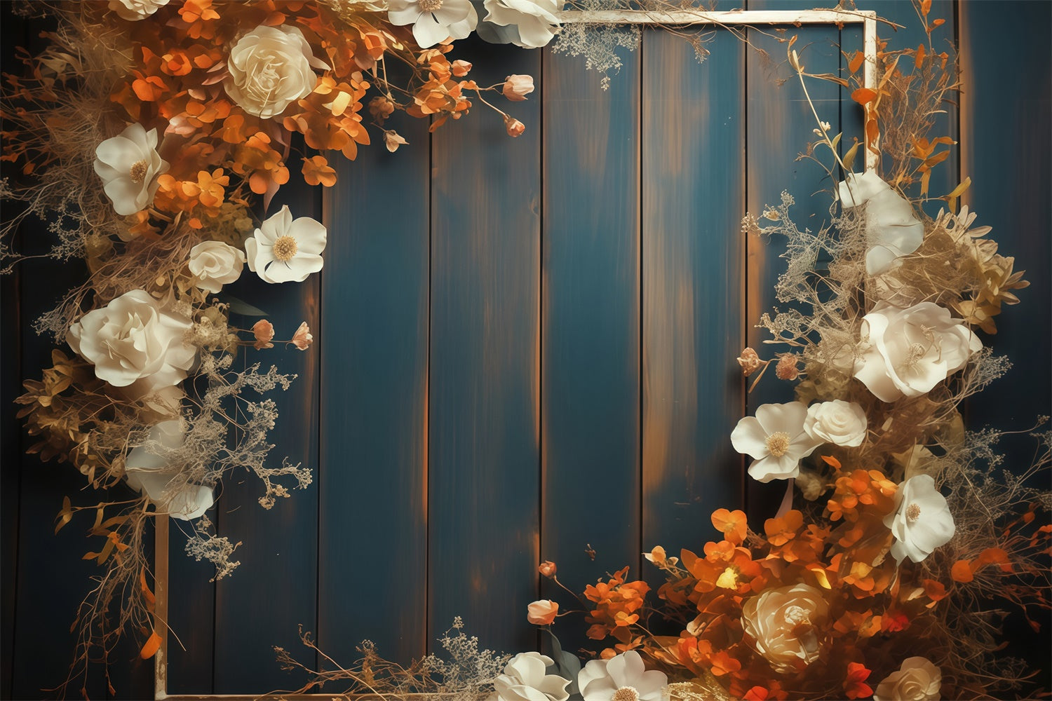Herbst Fotokulisse Rustikale Blumen Holzpaneel Fotohintergrund MRR7-127
