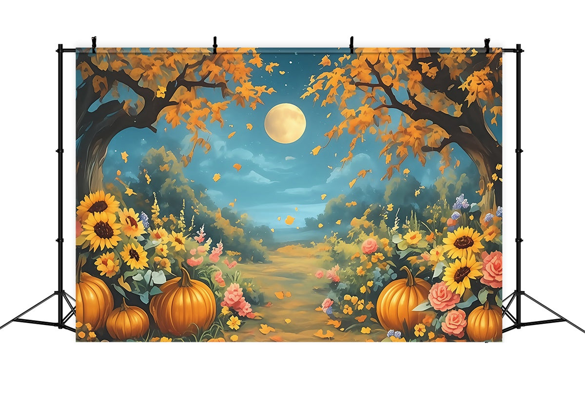 Herbst Hintergrundbilder Magischer Kürbis Mondlicht Foto Hintergrund MRR7-134