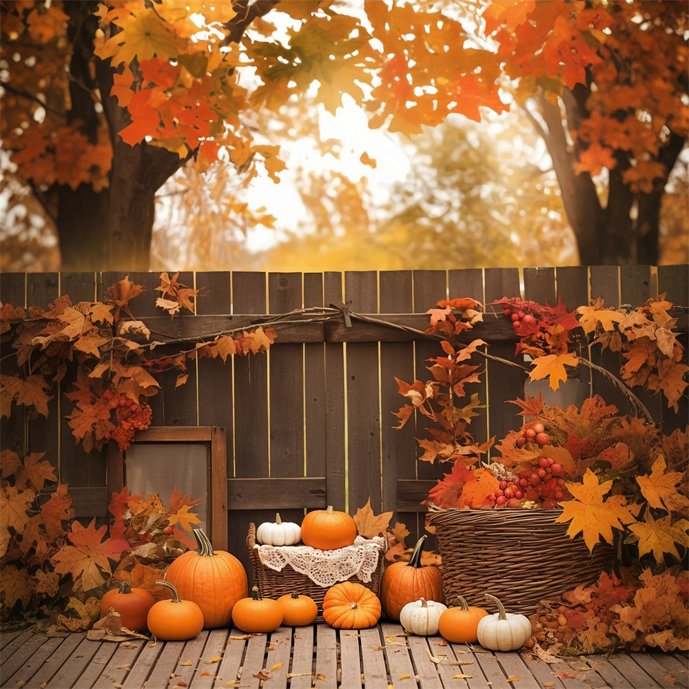 Herbst Fotografie Hintergrundkulisse Gemütliche Ecke Kürbis Fotohintergrund MRR7-142