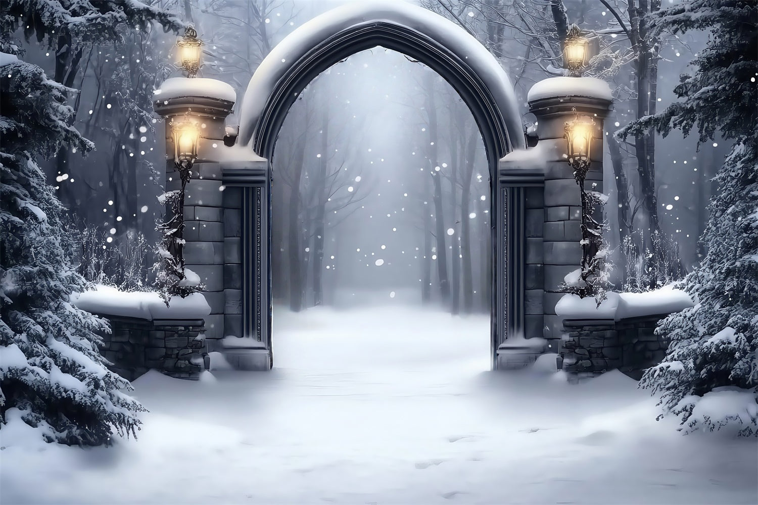Winter Snow Backdrop Gotisches Schneetor Backdrop MRR7-152