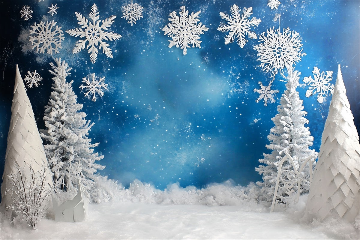 Schneeflocken Backdrop Frosted Blue Winter Backdrop MRR7-166