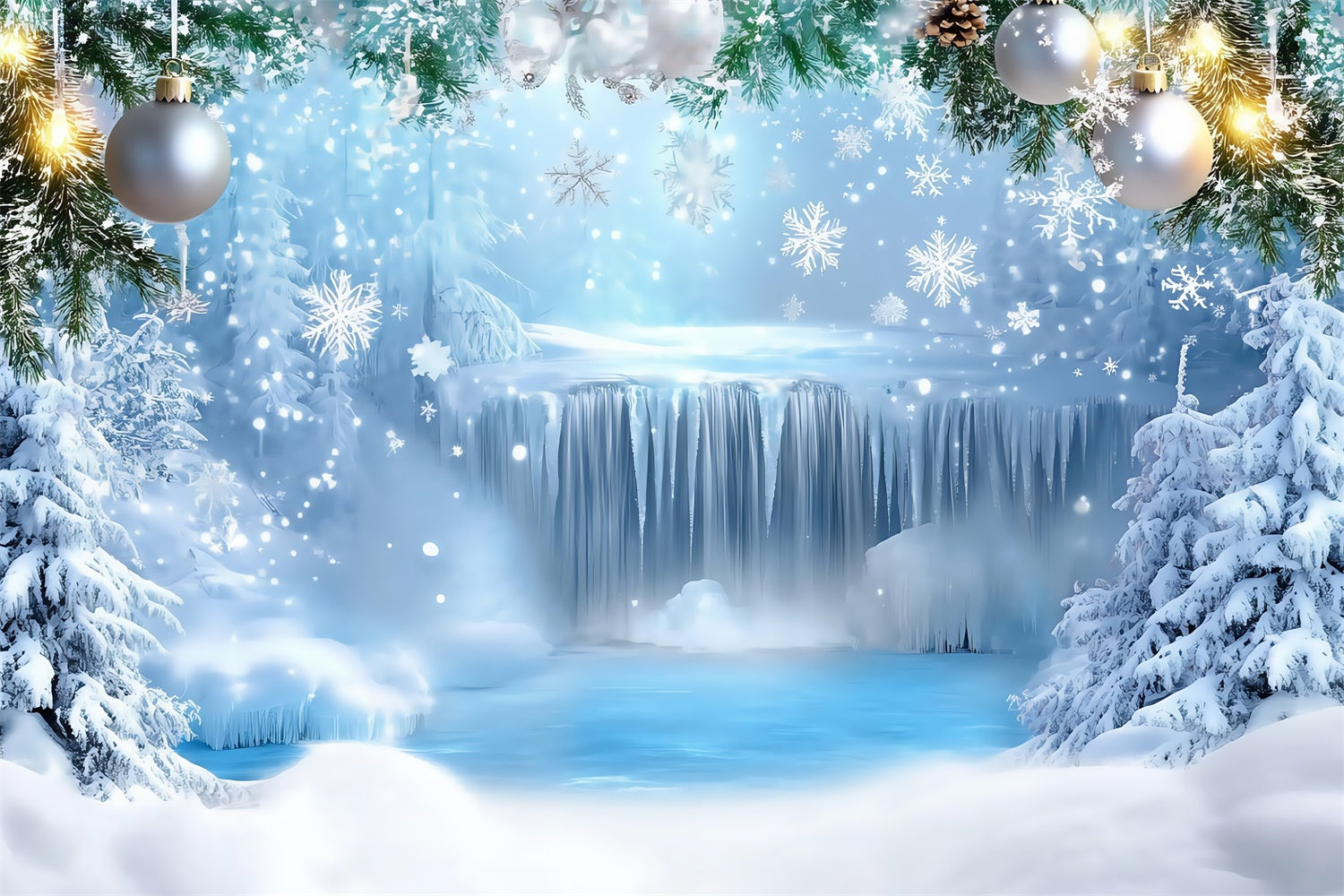 Winter Wonderland Backdrop Gefrorener Wasserfall Backdrop MRR7-168