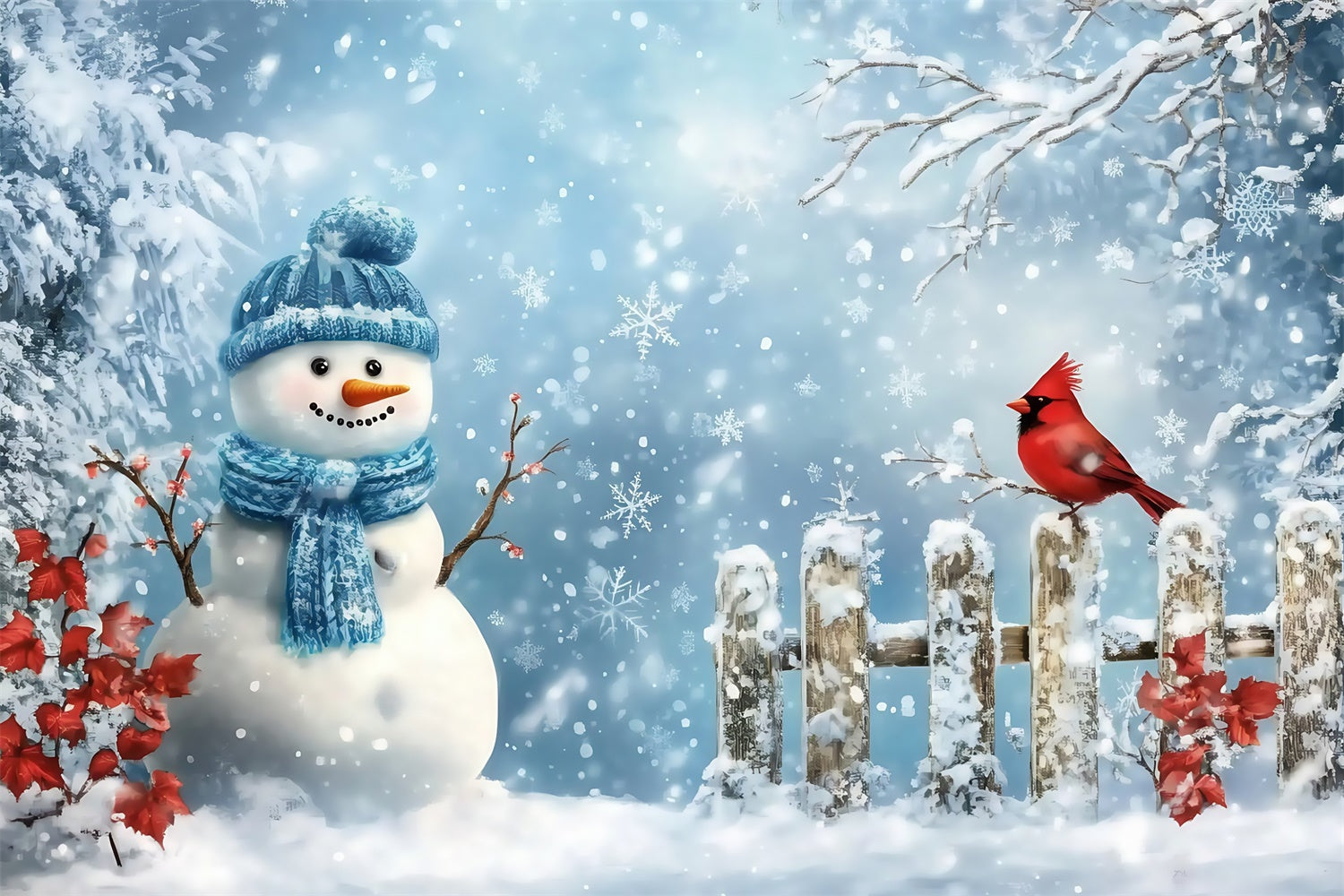 Verschneite Kulisse Kardinal Schneemann Fröhliche Kulisse MRR7-170