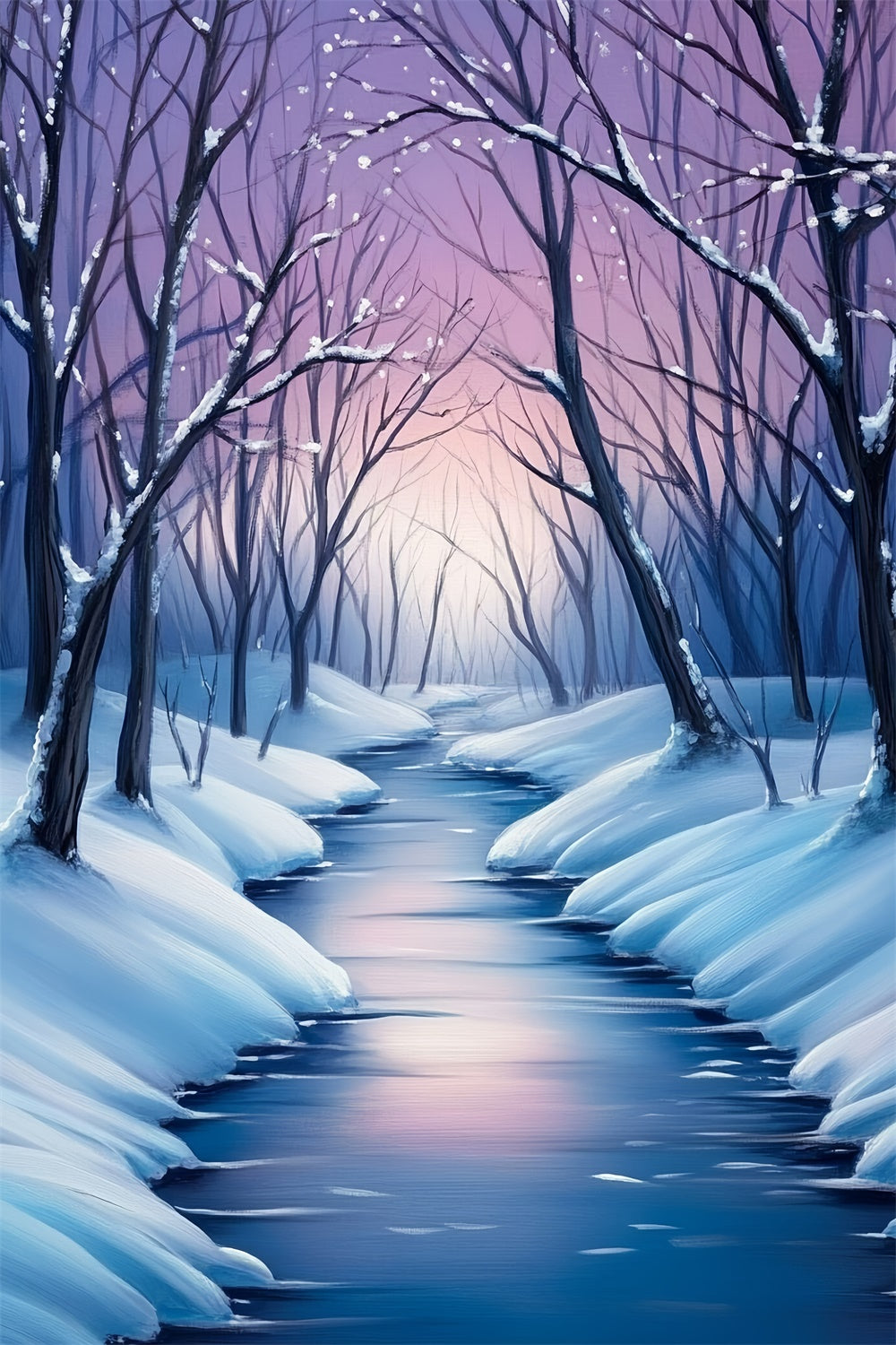 Winterwald-Hintergrundkulisse Eisfluss-Traum-Hintergrundkulisse MRR7-177