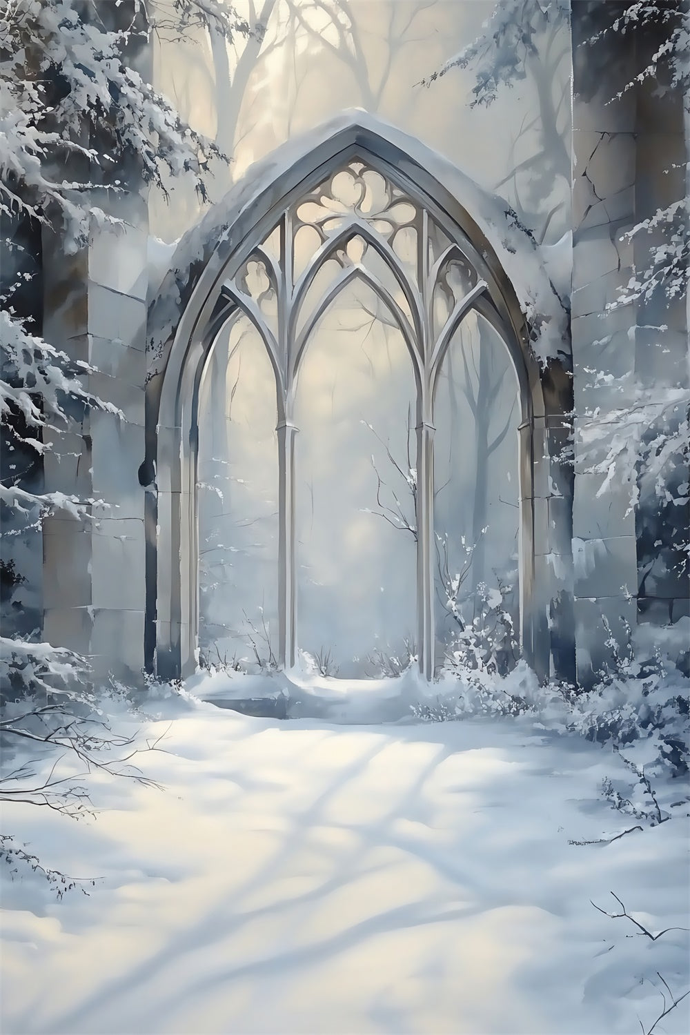 Winter Fotokulisse Frosted Gothic Arch Hintergrund MRR7-179