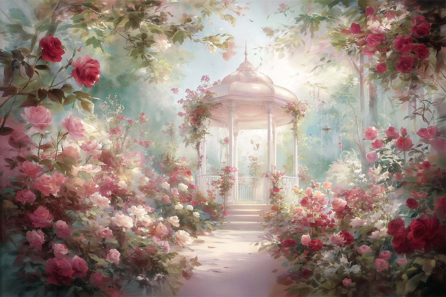 Fine Art Backdrops Rose Gazebo Garden Stoffhintergrund MRR7-181