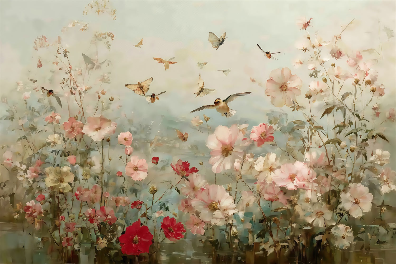 Kunstfotografie Hintergründe Serene Blooming Birds Hintergrund MRR7-184