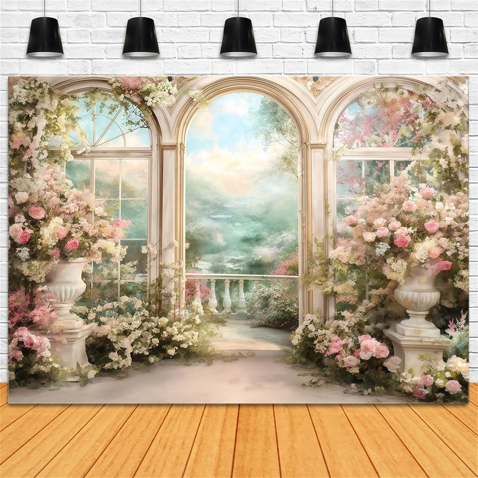 Ölgemälde Fotografie Backdrop Floral Balkon Backdrop MRR7-186