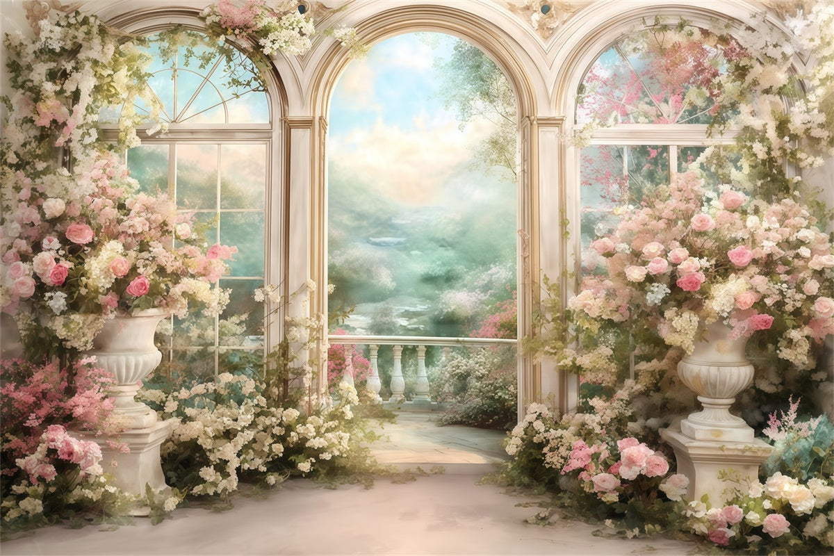 Ölgemälde Fotografie Backdrop Floral Balkon Backdrop MRR7-186