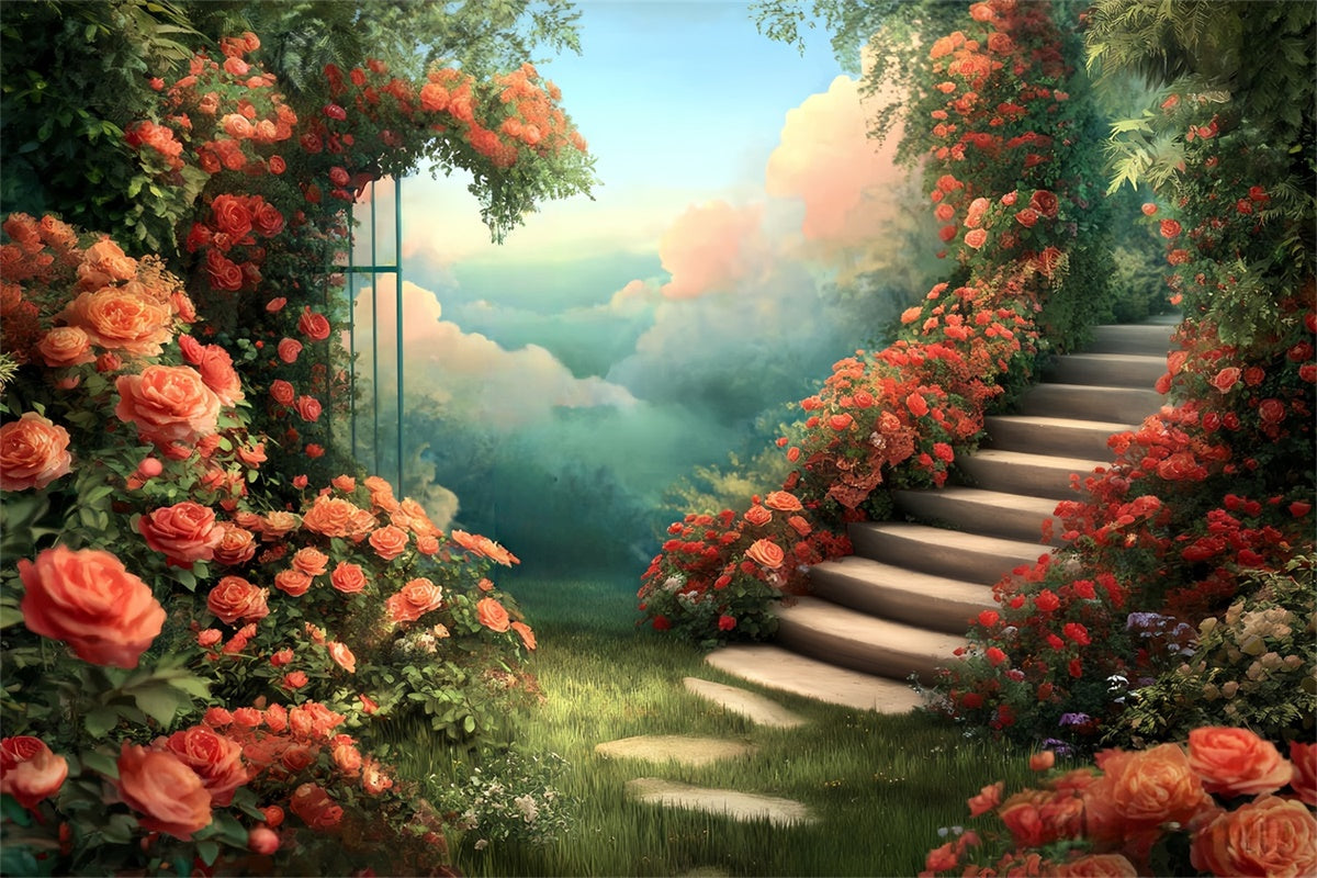 Fine Art Backdrop Enchanted Stair Garden Schöne Kulisse MRR7-188