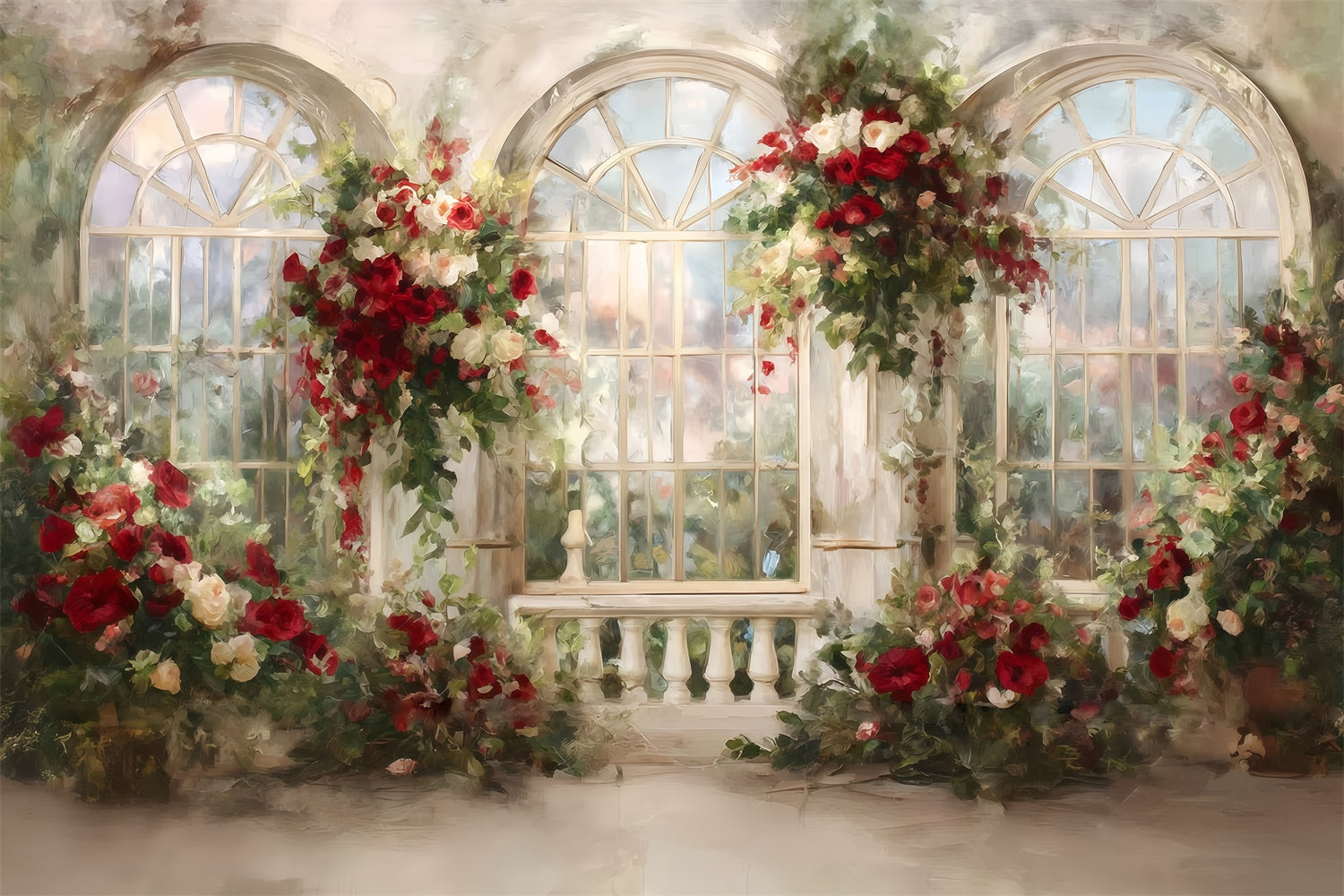Ölgemälde Fotohintergrund Rose Fenster Hintergrund MRR7-198