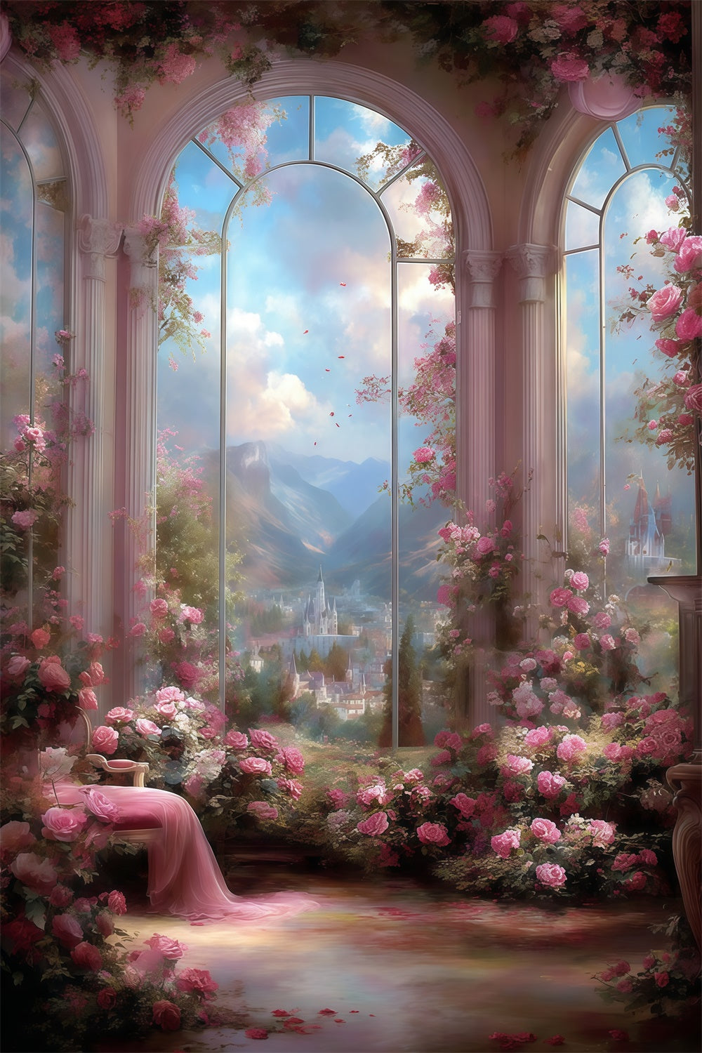 Schöner Hintergrund Blushing Fantasy Castle Künstlerische Hintergründe MRR7-203