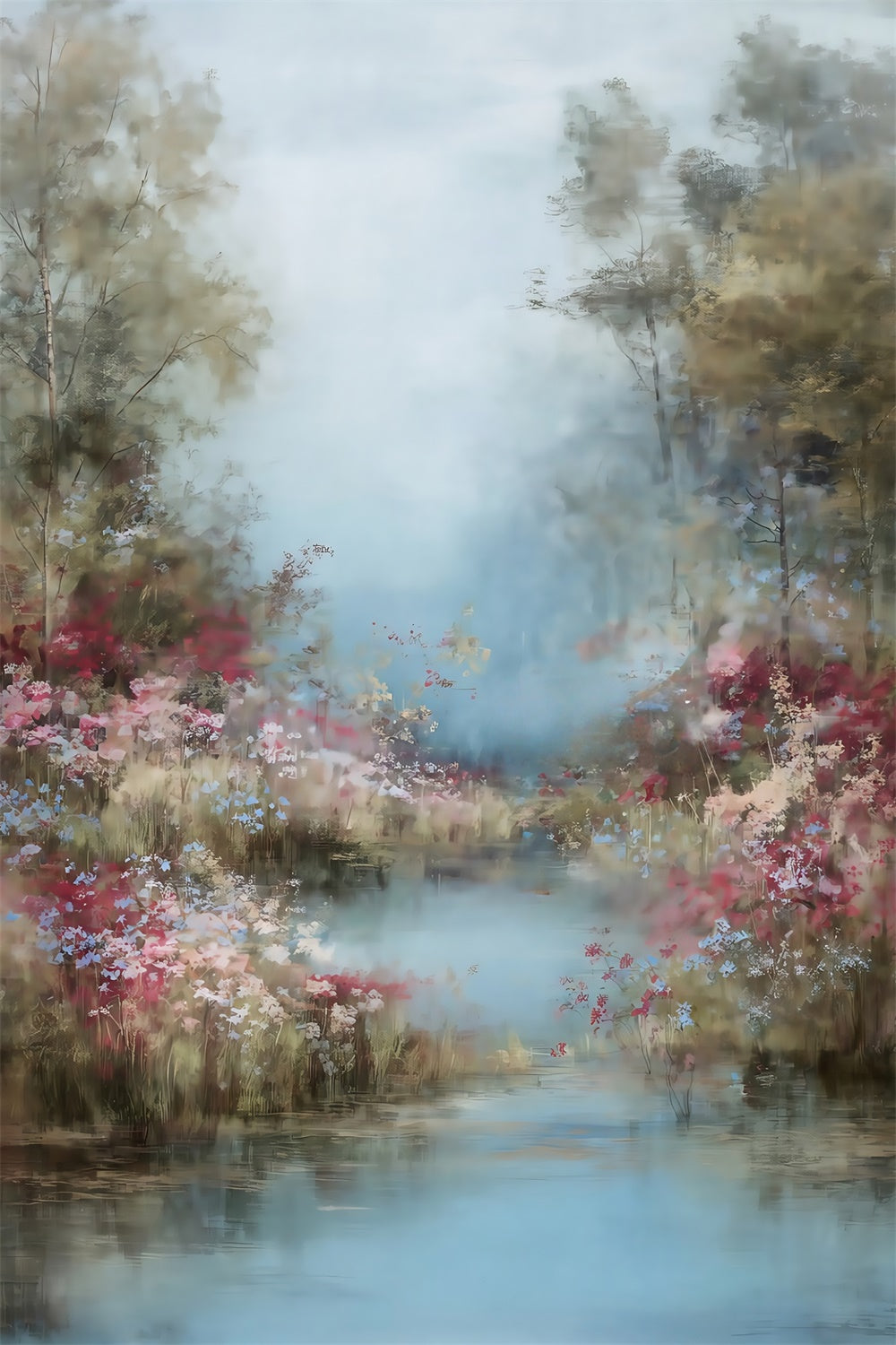 Ölgemälde Fotografie Backdrop Wildblumen Bach Hintergrund MRR7-204