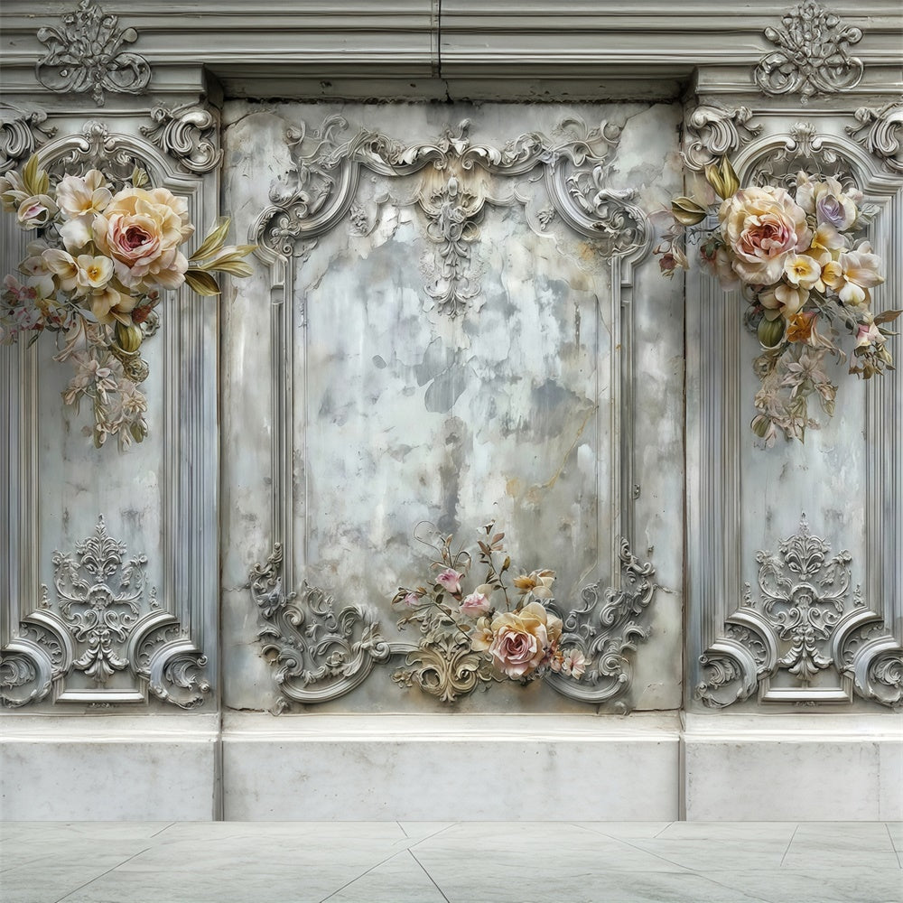 Barocke Hintergrundkulisse Verblühte Blüte Vintage Wand Fotohintergrund MRR7-213