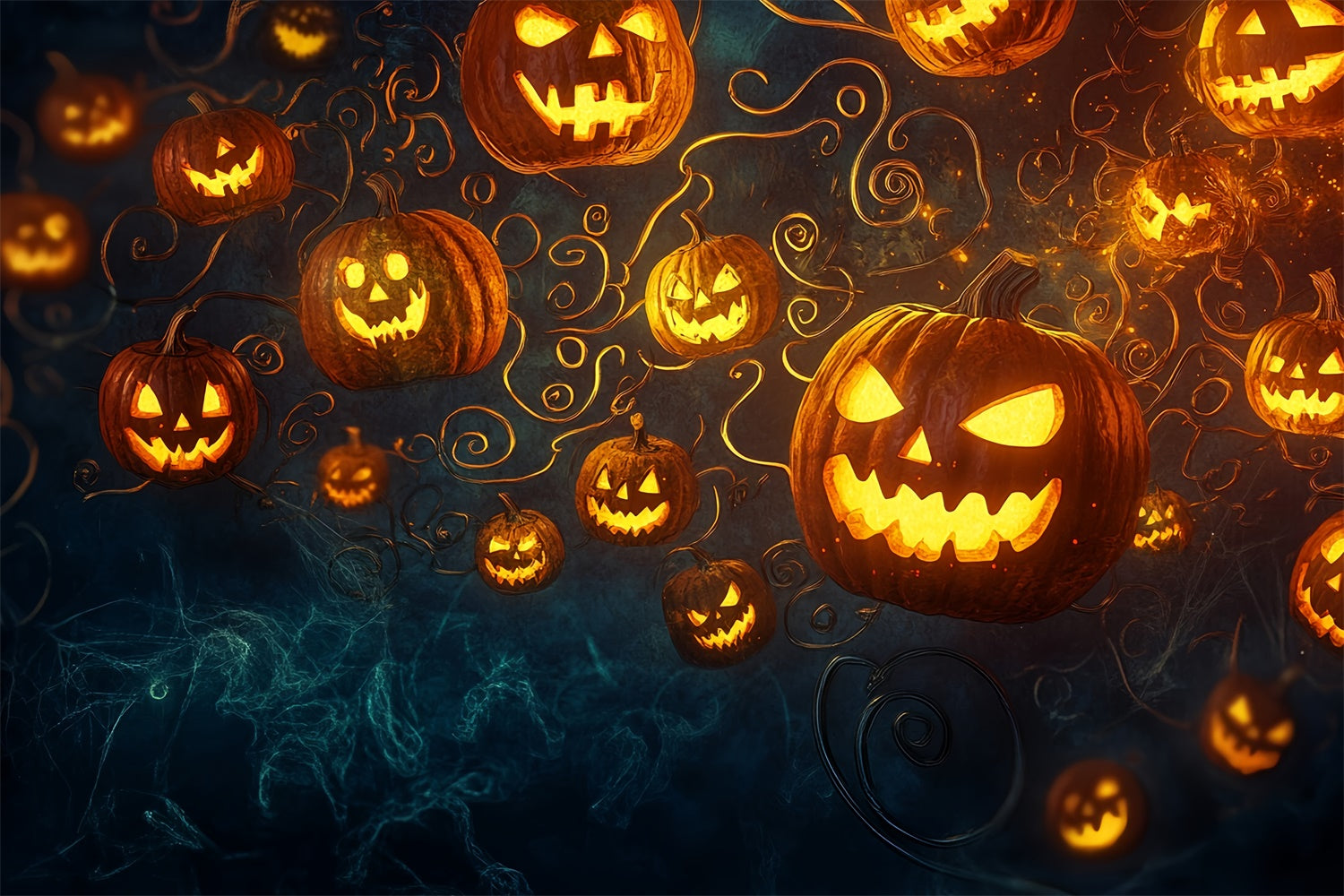 Halloween-Hintergrundkulissen Schwebender Kürbis Wahnsinn Hintergrund MRR7-23