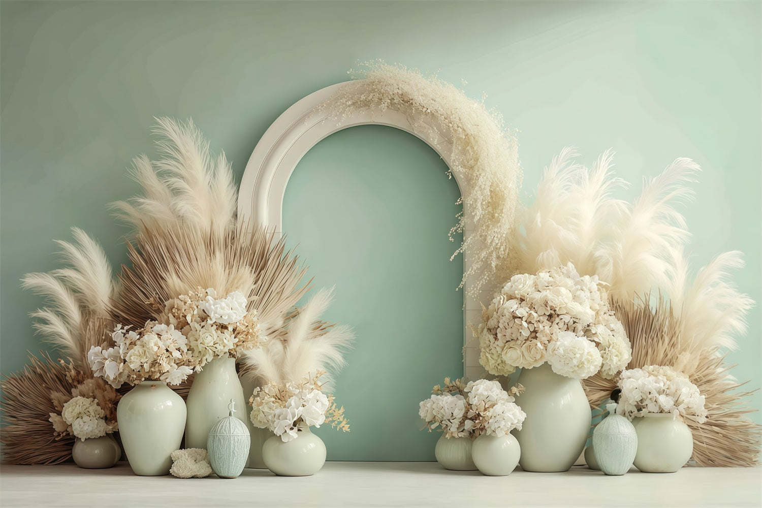 Boho Fotografie Hintergrund Elfenbein Blüte Bogen Hintergrund MRR7-243