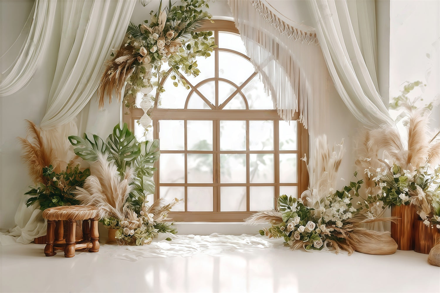Boho Fotohintergrund Rustikaler Charme Fensterhintergrund MRR7-244
