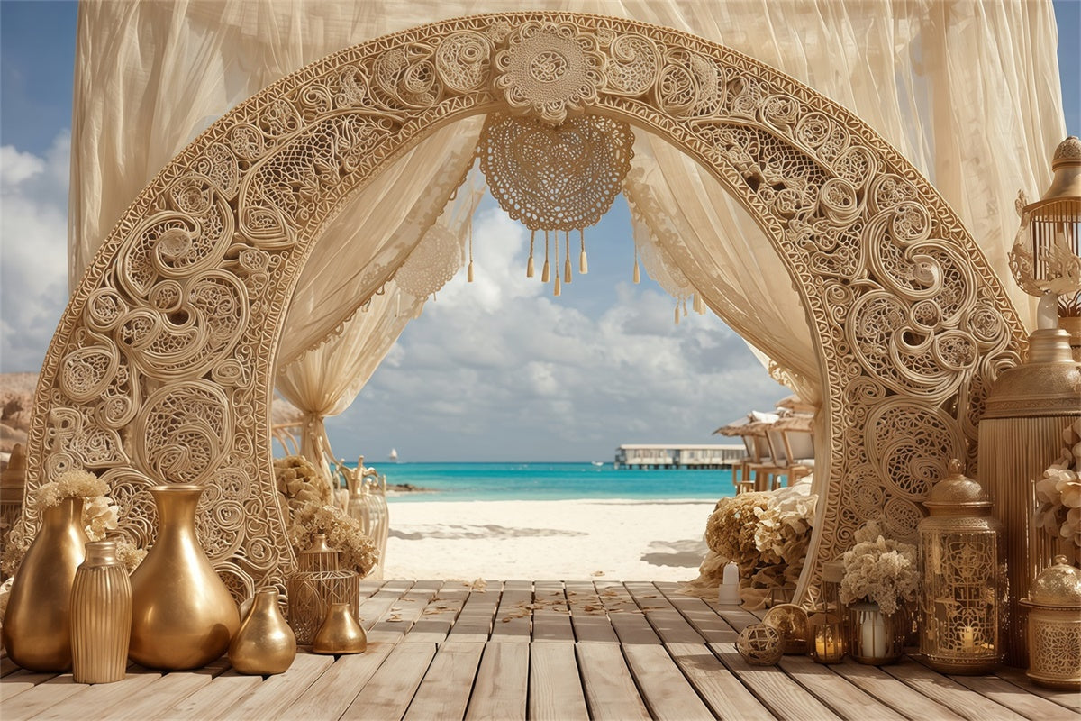 Boho Backdrop Küstentraum Strand Bogen Hintergrund MRR7-248