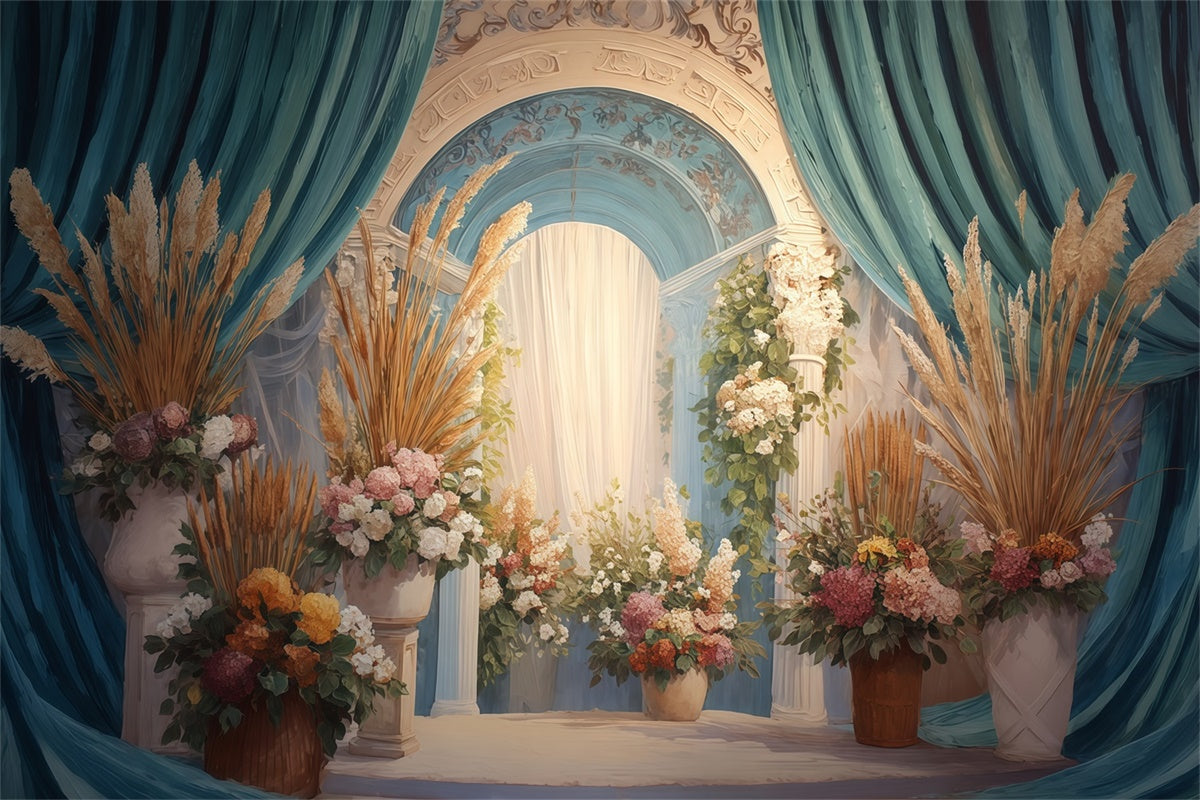 Boho-Fotohintergrund Vintage Hof Blumenhintergrund MRR7-250