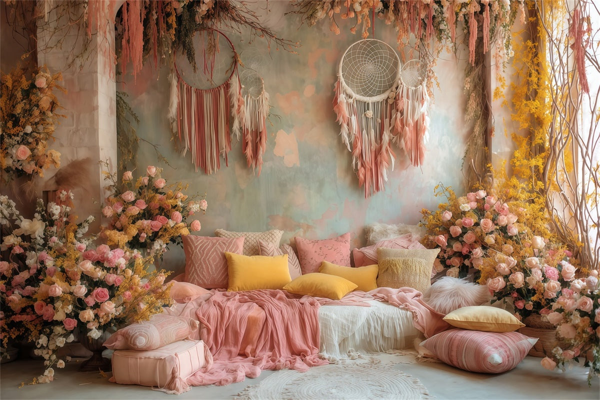 Boho Fotografie Backdrop Dreamy Boho Zimmer Fotohintergrund MRR7-253